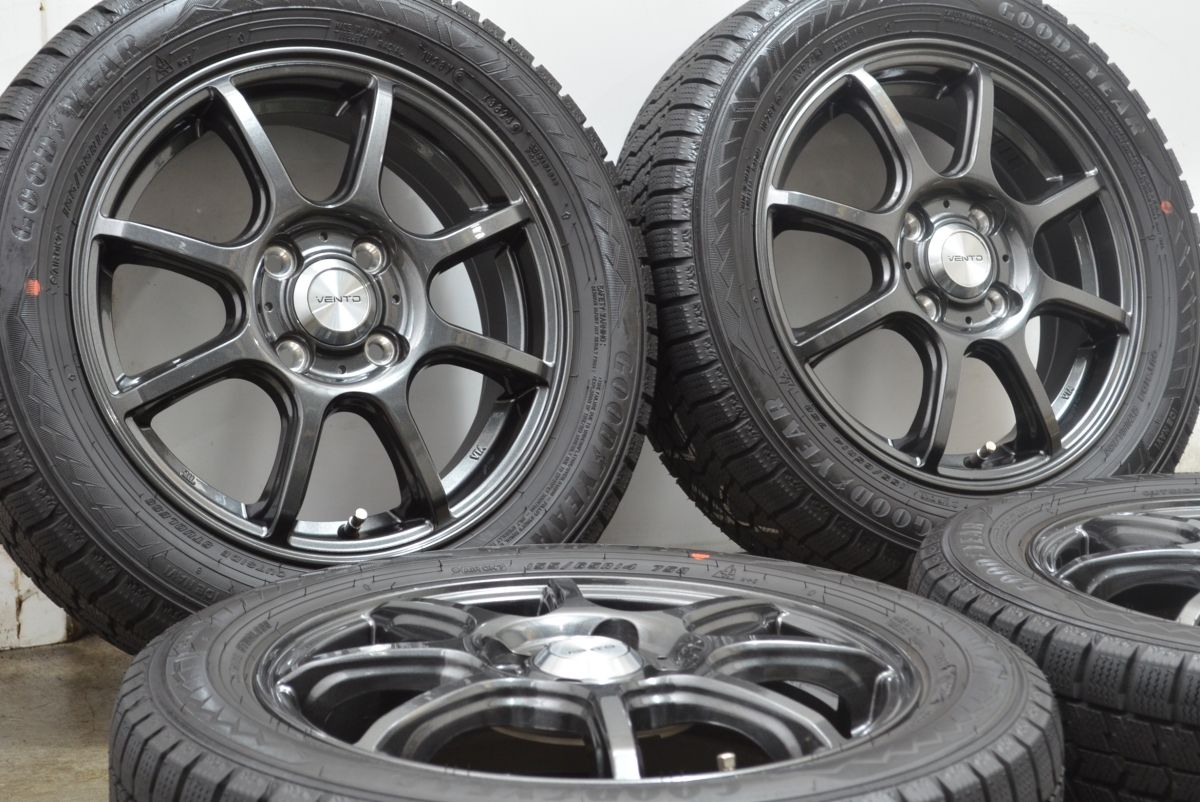 製 バリ溝 VENTO 14in 4.5J 45 PCD100 アイスナビ8 155 65R14 N-BOX ワゴンR アルト スペーシア タント ムーブ デリカミニ