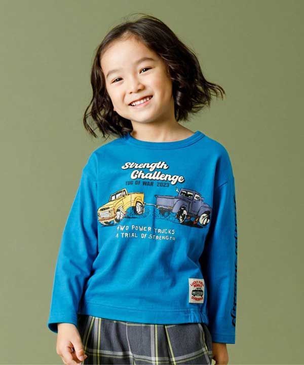 ★新品★エフオーキッズ（F.O.KIDS/f.o/FOキッズ）』4WD CAR 長袖Tシャツ　90cm　【キッズ/ベビー/子供服】(106114トップス　長袖　Tシャツ　お祝い　ギフト　出産祝い　ブルー ブラック　働＜車柄