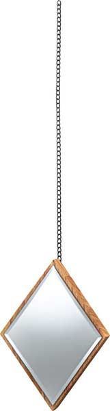 天然木 ミンディ の吊り下げ型ミラー ひし形 ３Ｐセット W20×D3×H28cm×3 No.816