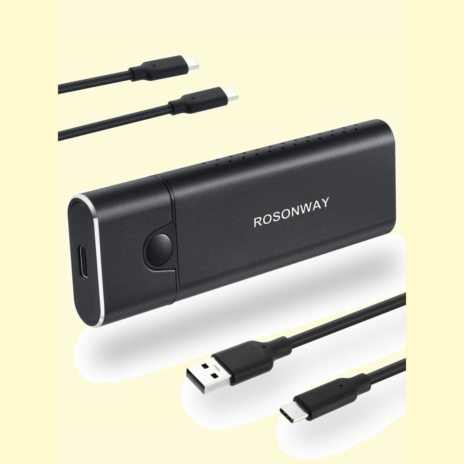 ROSONWAY M.2 SSD ケース NVMeとSATA両対応 RTL9210B高性能チップ USB 3.1 Gen2 10Gbps 224222602280対応 アルミ製高放熱性 外付けケース UASPu0026Trimサポート 自動スリープ機能付き 工具不要R