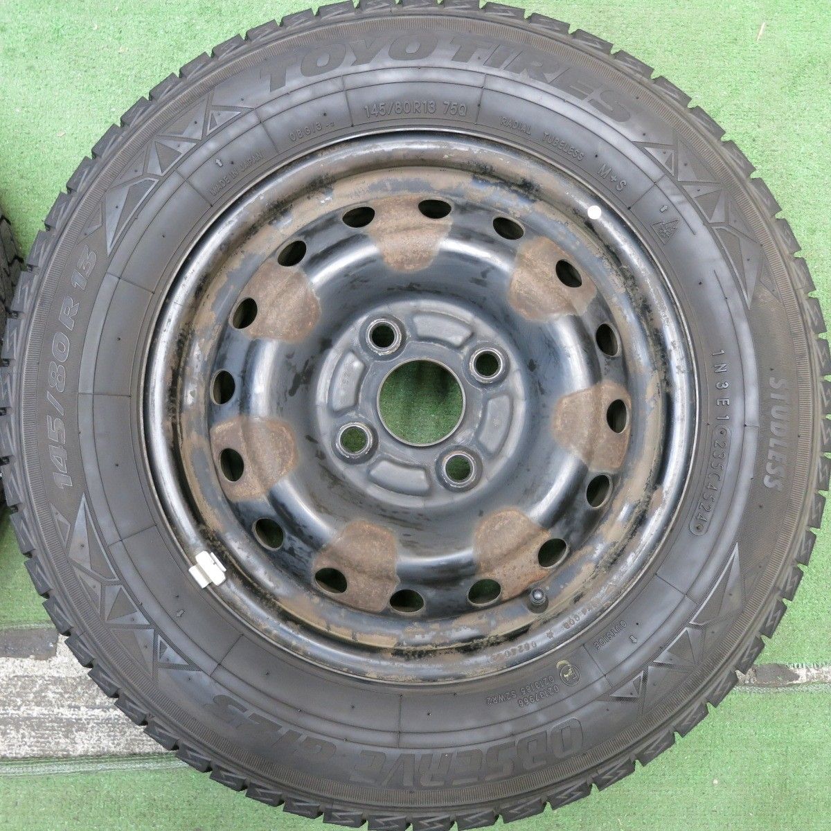バリ溝 24年 9分 スタッドレス 145 80R13 トーヨー オブザーブ GIZ3 スチール ホイール 13インチ PCD100 4H 5092705HAス FFCRYSTALESIA_COM