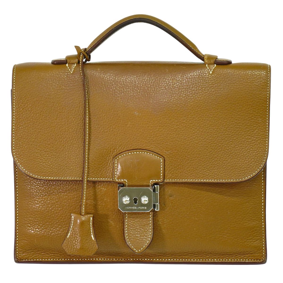 本物 エルメス HERMES エルメス サック ア デペッシュ 27 トリヨンクレマンスレザー ビジネスバッグ □L刻 2008年 ブラウン バッグ フォロー割