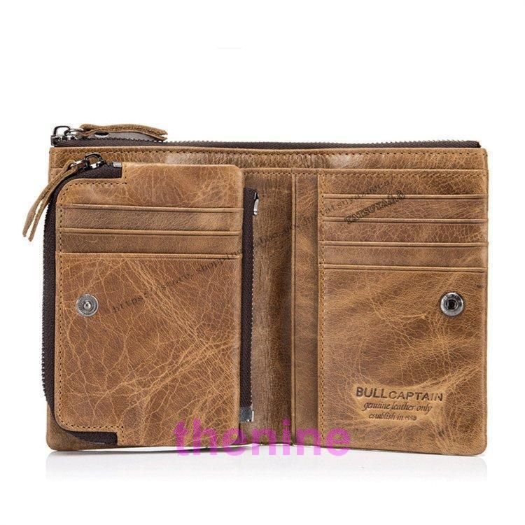 財布 メンズ レトロ風 二つ折り 牛革 カード入れ 小銭入れ取り外し可 大容量 彼氏 サイフ さいふ