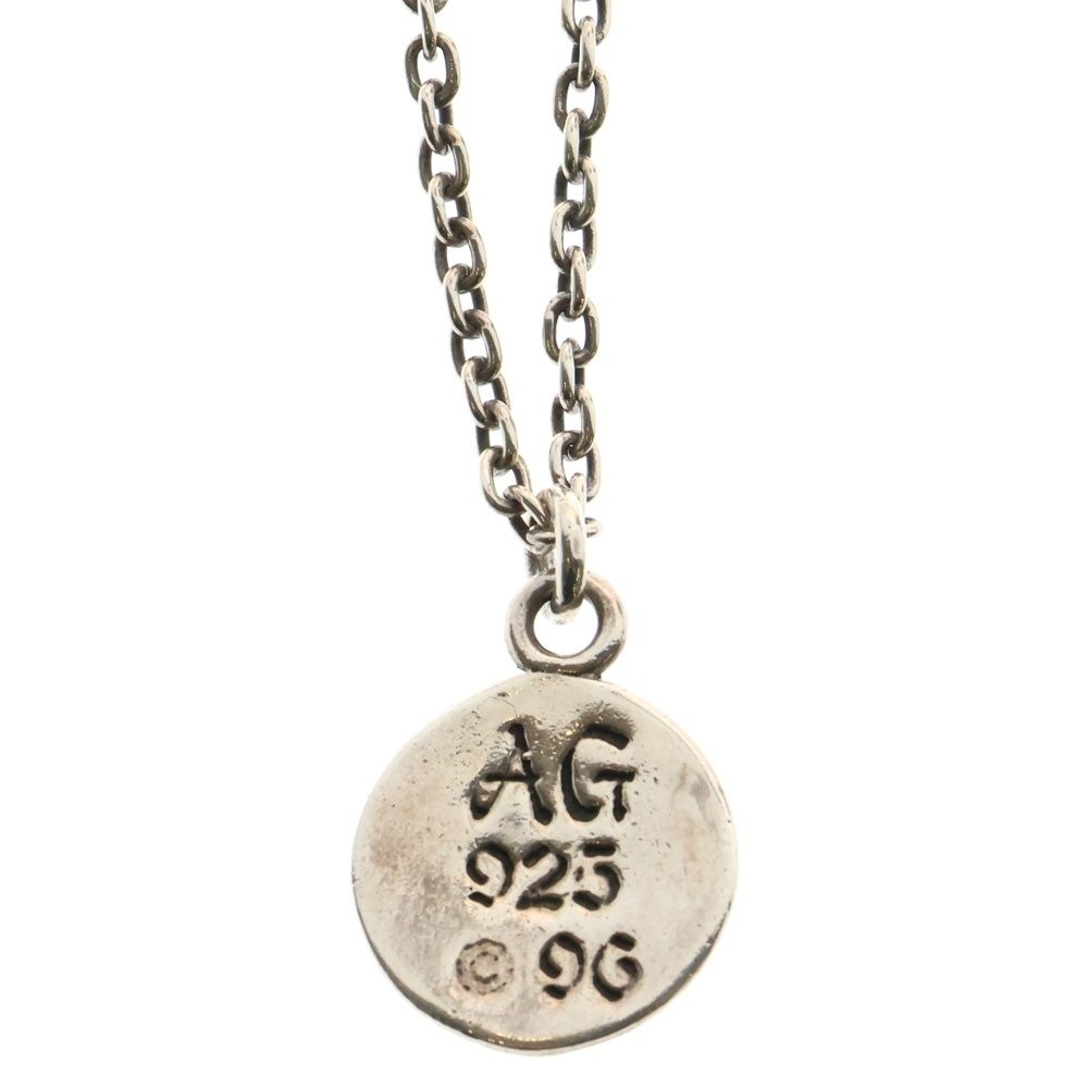 A&G シルバー　ネックレストップ A&G (エーアンドジー) スカル クロス オーバル ペンダント ネックレス