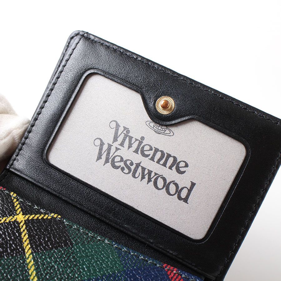 ヴィヴィアンウエストウッド　がま口　コスメポーチ　チェック柄緑グリーン Vivienne Westwood - ヴィヴィアン グリーン チェック ポーチの