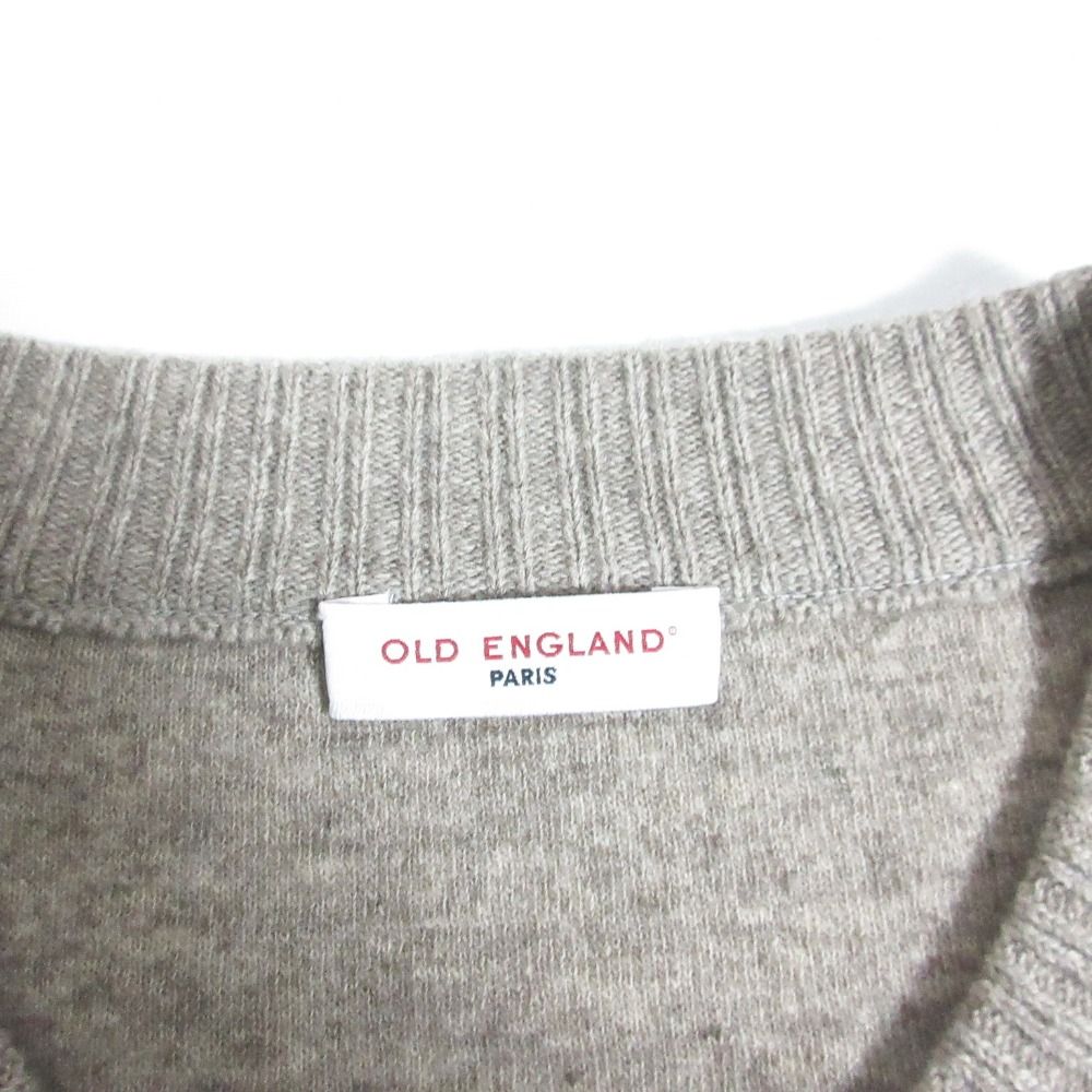 美品 OLD ENGLAND オールドイングランド カシミヤブレンド 千鳥格子柄 Vネック プルオーバー ニット セーター 36 ベージュ レディース 古着 中古 美品 OLD ENGLAND オールドイングランド カシミヤブレンド 千鳥