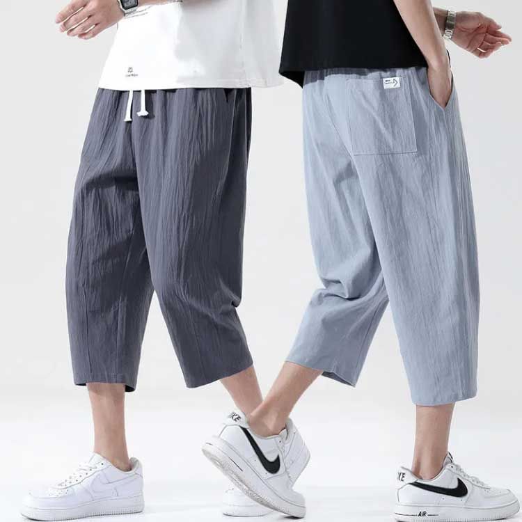 クロップドパンツ ガウチョパンツ 夏 サルエル メンズ 大きいサイズ ハーフパンツ 綿麻 ゆったり カーゴパンツ ワイドパンツ おしゃれ ウエストゴム ボトムス イージーパンツ リラック sowa 6586010