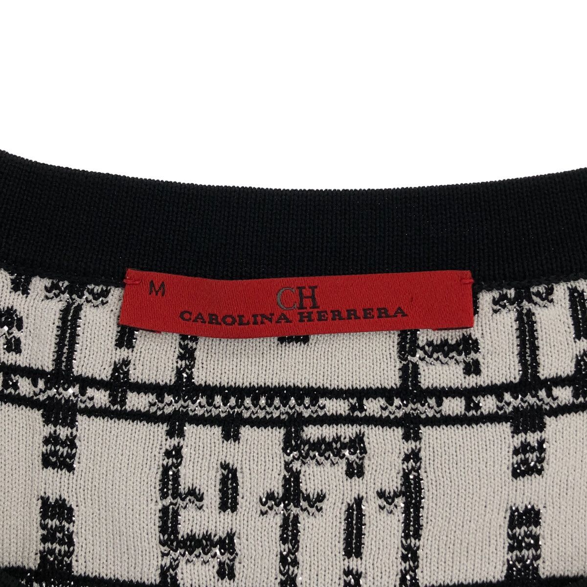 CarolinaHerrera キャロライナ・ヘレラ リボン ブラック ホワイト 黒 白 半袖 ワンピース ドレス アパレル レディース  180/100A - メルカリ