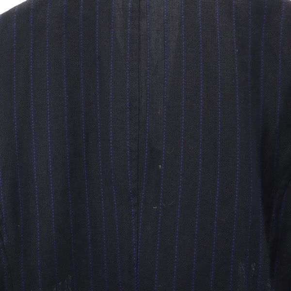 コムデギャルソン 80s リネンブレンド テーラードジャケット 黒×青 COMME des GARCONS サマージャケット メンズ   【220829】不明着丈