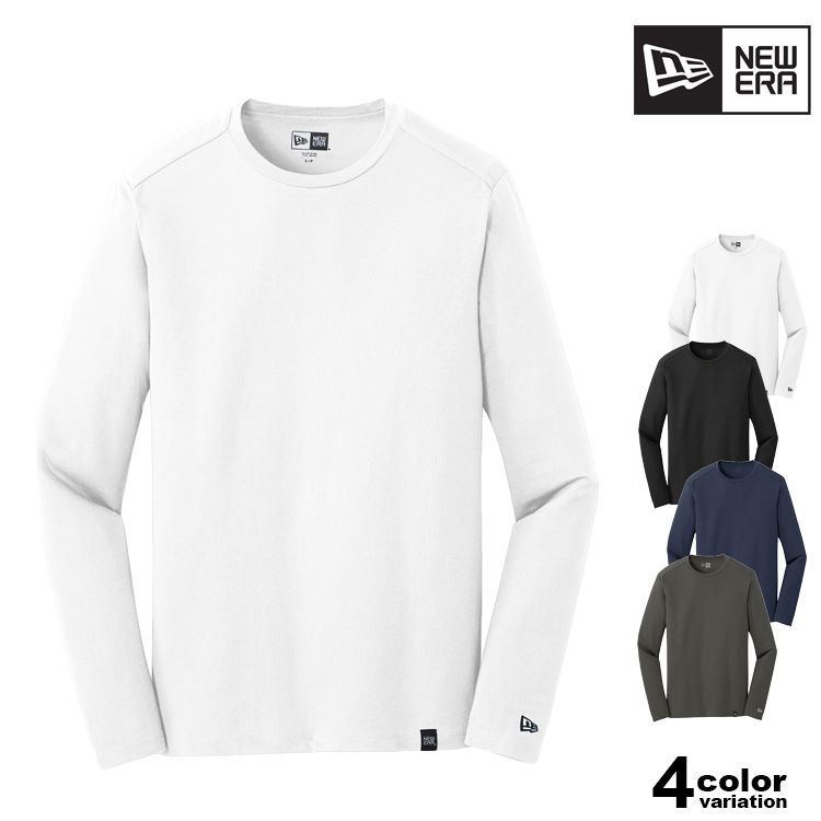 New Era ニューエラ Tシャツ 長袖 ロンT USモデル ワンポイント ロゴ ヘリテージ 定番 人気 無地 プリント メンズ レディース ユニセックス nea102 WHITE BLACK 別注 アパレル 長袖Tシャツ ONSPOTZ