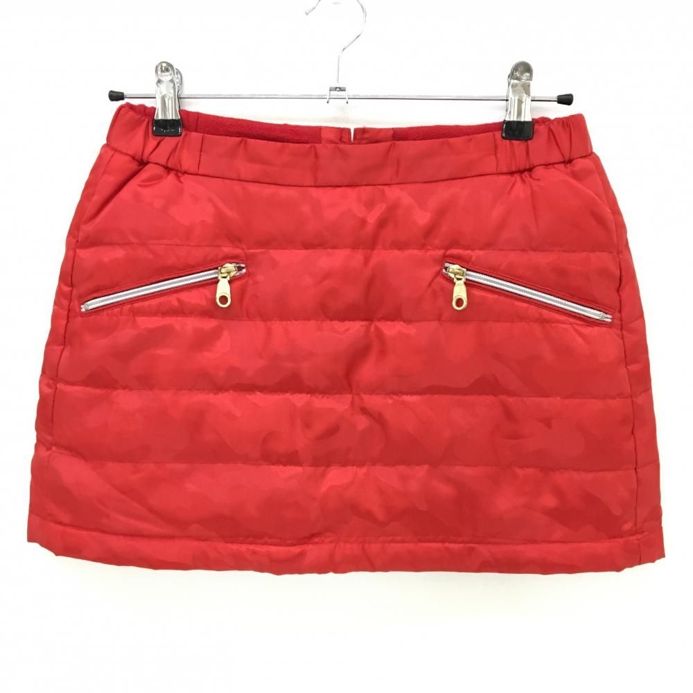 価格 マークアンドロナ ダウンスカート レッド 地模様 スカル カモフラ 迷彩 レディース L|G ゴルフウェア MARK＆LONA