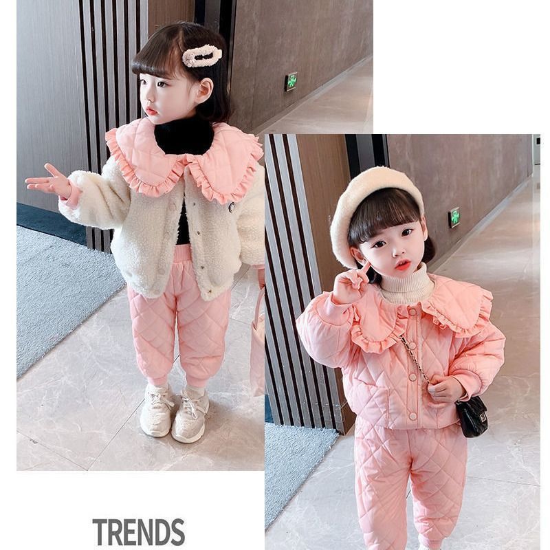 キッズ ジャケット コート パンツ 上下セット セットアップ ボア 子供 子供服 女の子 ガールズ 子ども リバーシブル 長袖 長ズボン カジュアル 冬服 秋冬 あったか 保温 防寒服 韓国 fnir910