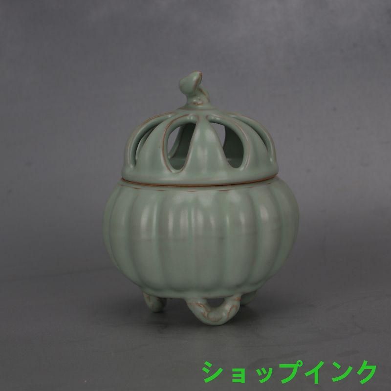 中国 汝窯 青磁 香炉 陶器 陶芸 香道具 仏具 官窯 青釉 中国 汝窯 青磁 香炉 陶器 陶芸 香道具 仏具 官窯 青釉 - メルカリ