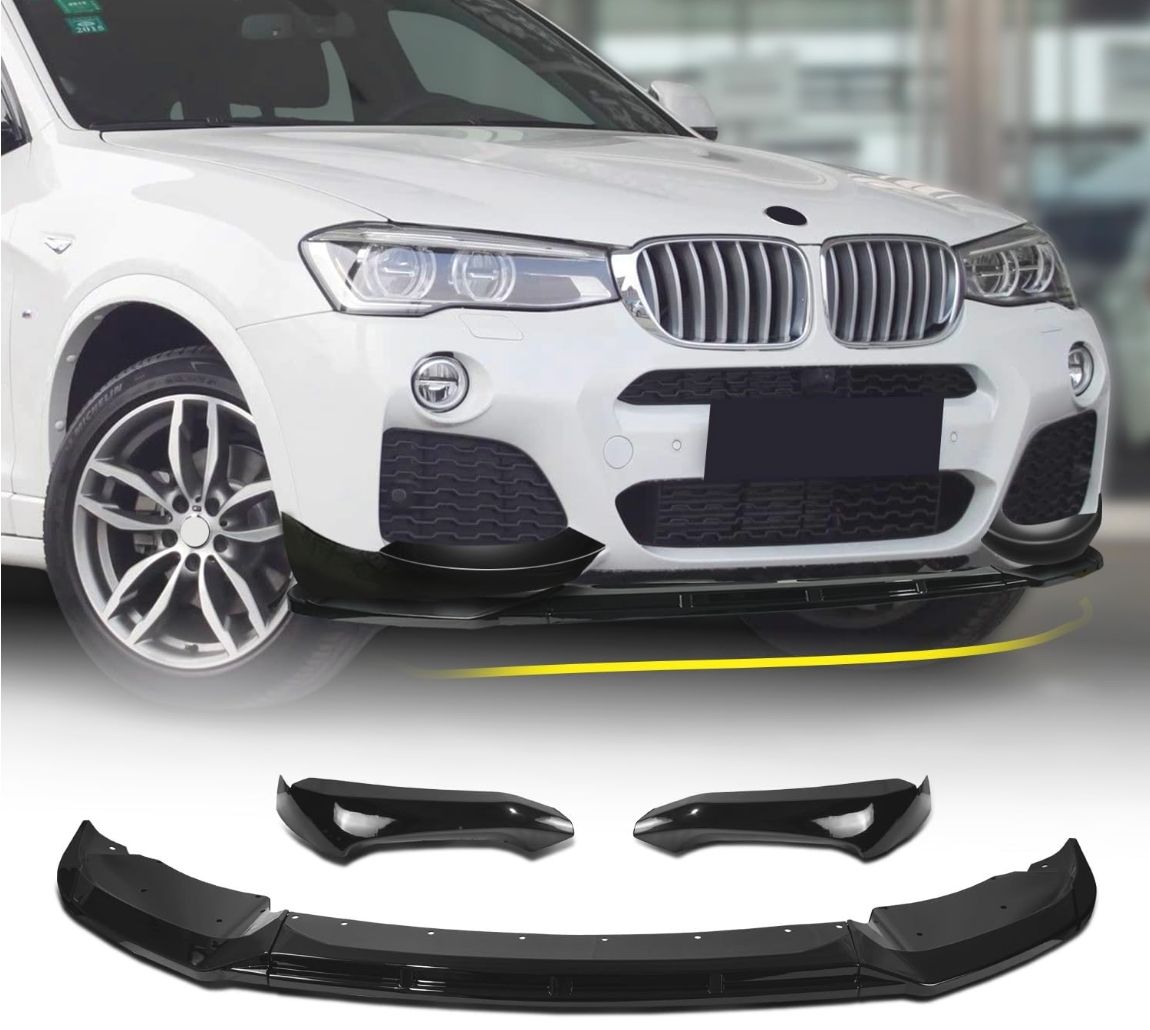 BMW X3 F25 X4 F26 LCI M スポーツ 2014-2017年 リップスポイラー フロントスポイラー エアロパーツ カスタム 傷防止 ABS製 外装パーツ カー 4pcs ピアノブラック