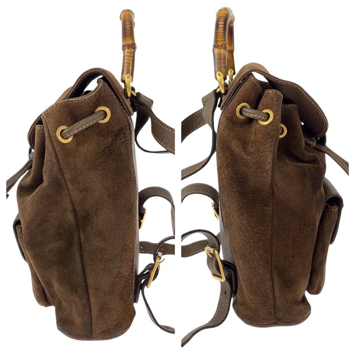 GUCCI グッチ バンブー ブラウン ゴールド金具 スウェード 003 1705 