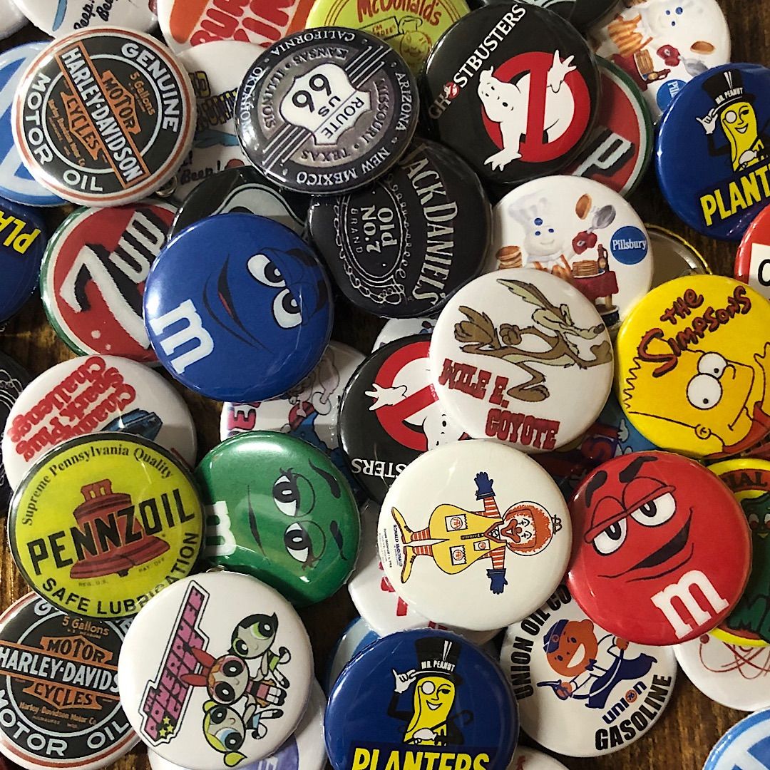 US仕入れ ヴィンテージ 缶バッジセット アドバタイジング