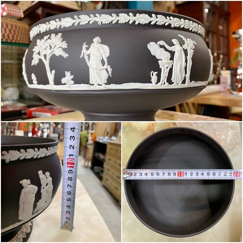 希少品 WEDGWOOD ウェッジウッド ブラック ジャスパー 脚付き ラウンドボウル コンポート 直径20cm インペリアル ボウル 黒 レリーフ  女神 神話 英国 イギリス レア【RU0312-2】 - メルカリ