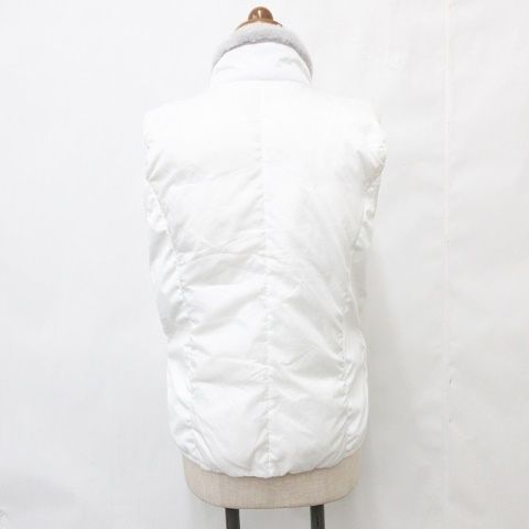 カステルバジャック CASTELBAJAC SPORT ゴルフ スポーツウエア ダウンベスト ジップアップ スタンドカラー フェイクファー ワッペン 白 アイボリー ホワイト 40