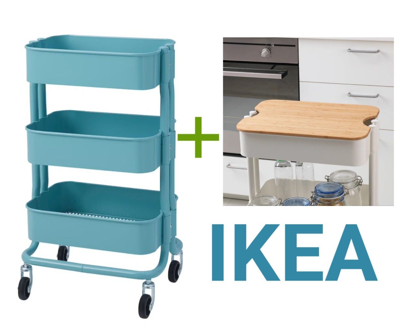 IKEAワゴン小＆まな板ふたセット収納家具キッチン子供部屋リビング洗面所インスタ