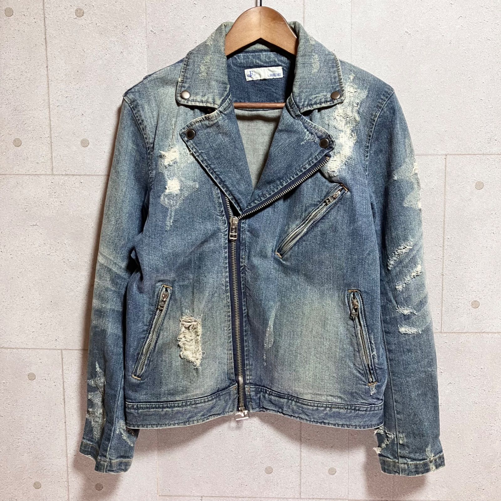 00's vintage デニム　ライダースジャケット　アーカイブ　y2k GHOST OF HARLEM パンクy2kグランジ デニムライダースジャケット