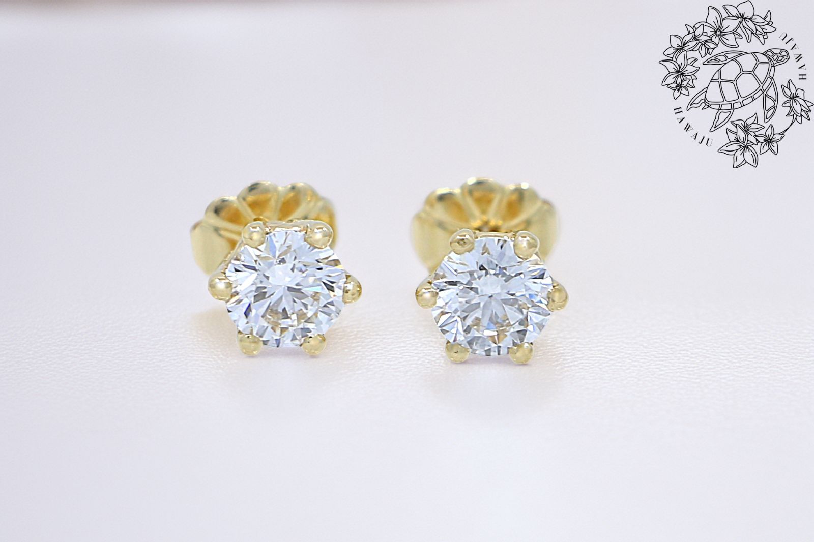 14K ピアス イエローゴールド ラボグロウンダイヤモンド
