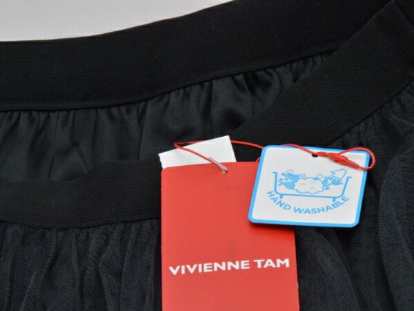 未使用品 ヴィヴィアンタム VIVIENNE TAM ワンピース 切替 ひざ丈 長袖 M ベージュ 紺 /KN ■OS レディース