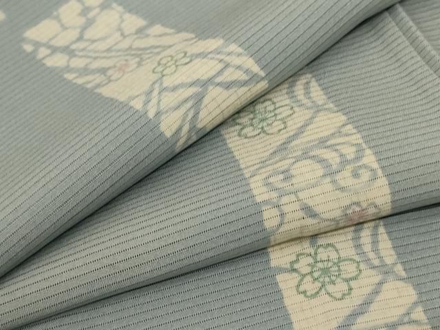 平和屋着物＊夏物 小紋 絽 短冊花文 正絹 AABB2582jd