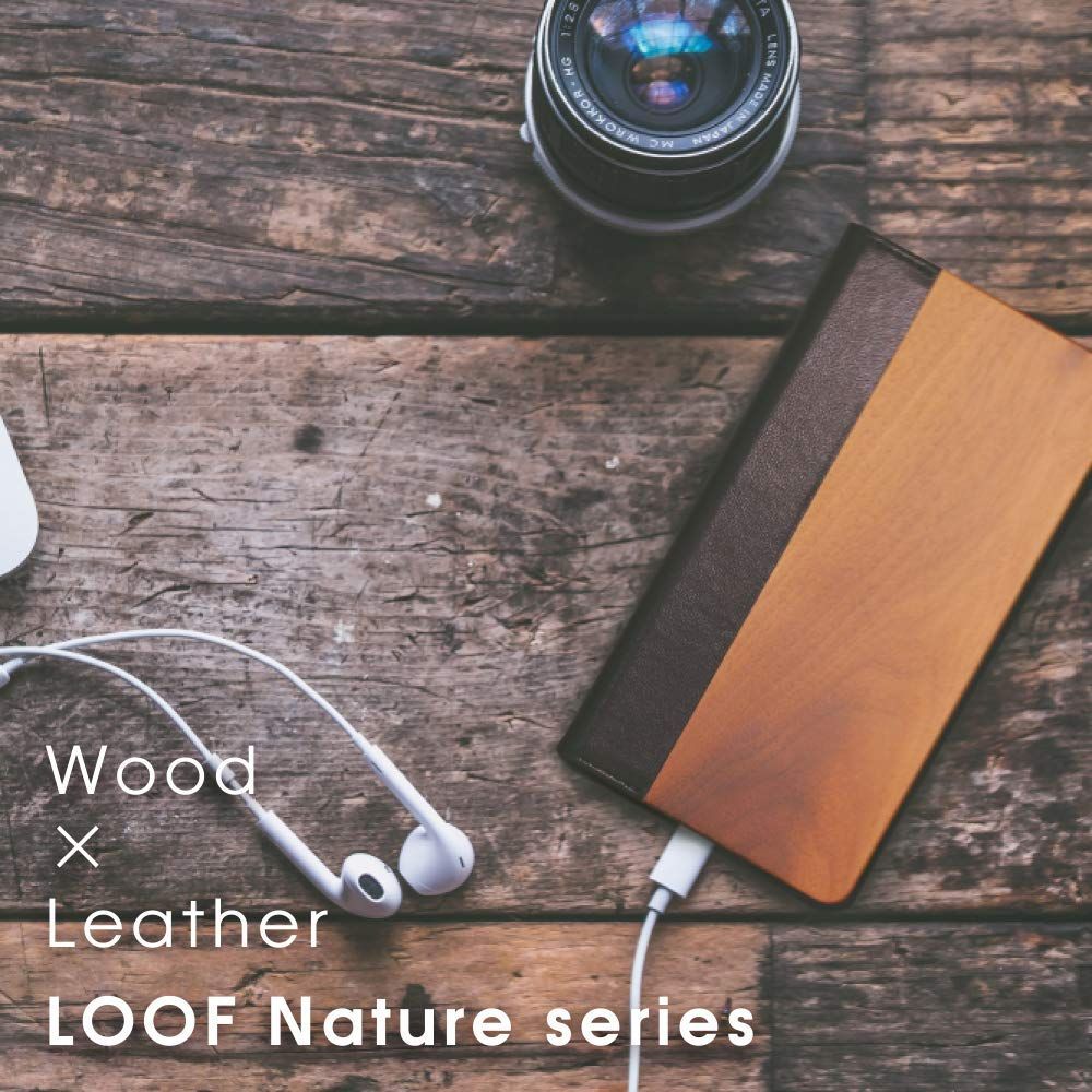 LOOF Nature Galaxy A53 5G ケース 手帳型 カバー 本革 天然木 ベルト無し ウッド 木製 木 カード収納 カードポ