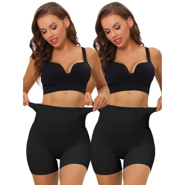 【送料無料】 アレグラ ケー レディース カジュアルパンツ ボトムス 2packs Women's High Waisted Shapewear Boyshort Tummy Control Panties Black