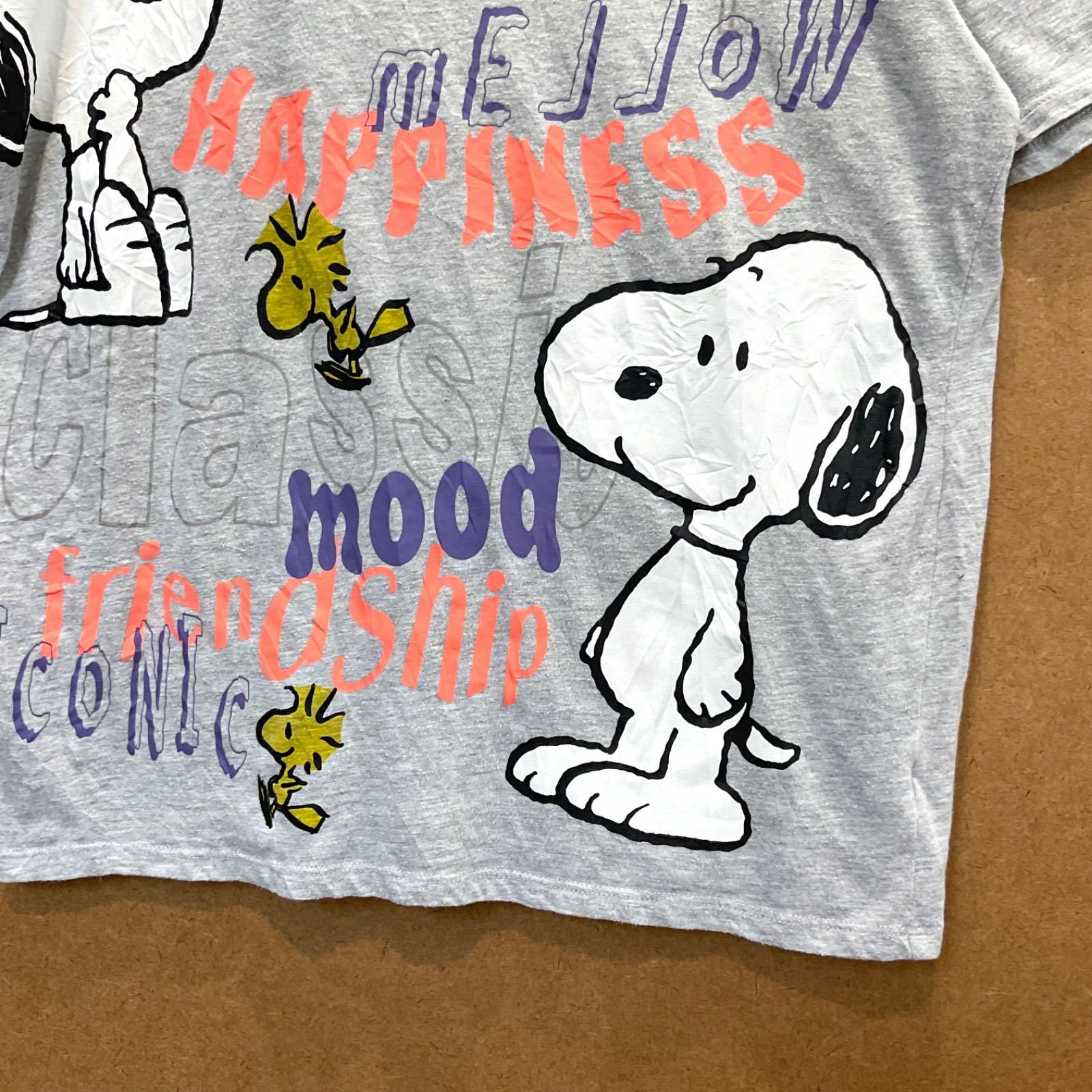 USA古着 ピーナッツPEANUTS スヌーピーSNOOPY 半袖Tシャツ 灰色 XL 
