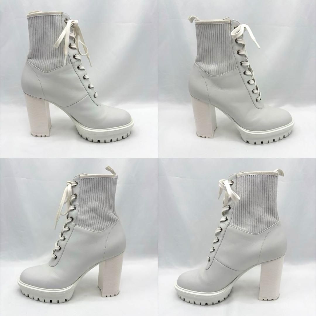  Gianvito Rossi ジャンヴィットロッシ MARTIS ヒール レースアップ ブーツ レザー 本革 ホワイト 38 その他 ブーツ
