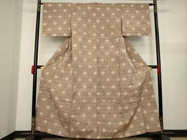 平和屋着物○上質な紬 琉球絣文様 正絹 逸品 AAAY4750ck 平和屋着物