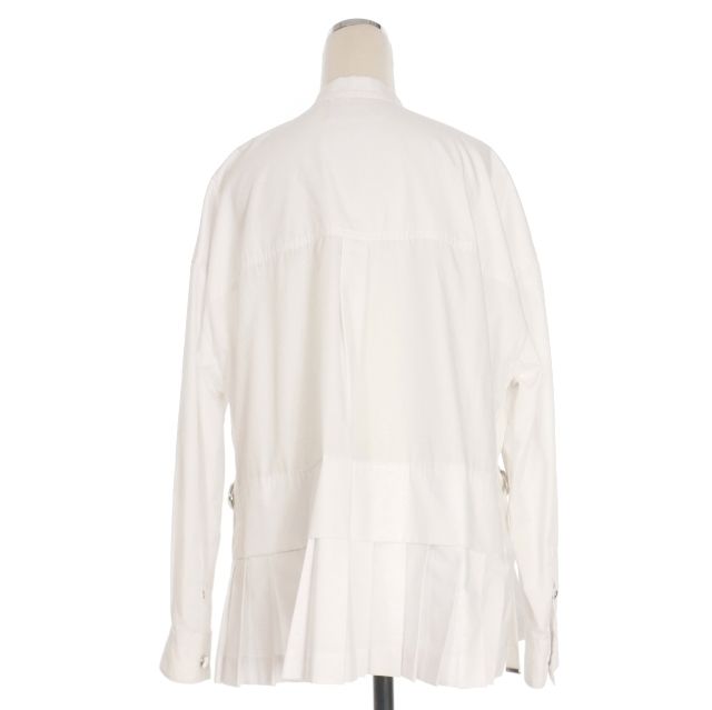 ディーゼル DIESEL BLACK GOLD バンドカラー 裾プリーツシャツ ブラウス 長袖 38 ホワイト 白 正規