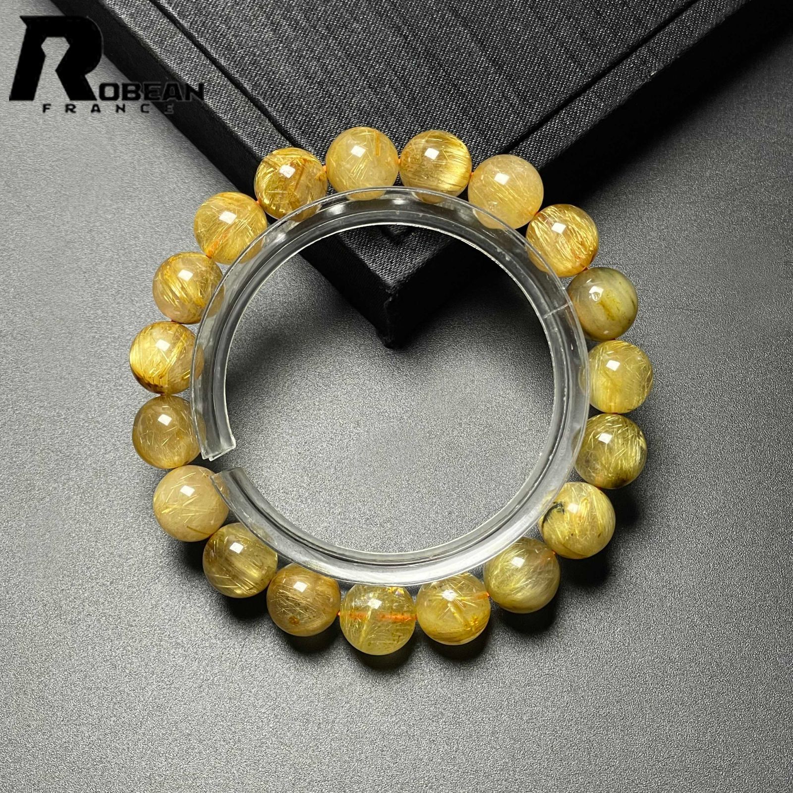 逸品 EU製 定価10万円ROBEAN・極!極満針ルチルクォーツブレスレット パワーストーン 天然石 綺麗 金運 お守り プレゼント2 10.3-10.7mm M1015733