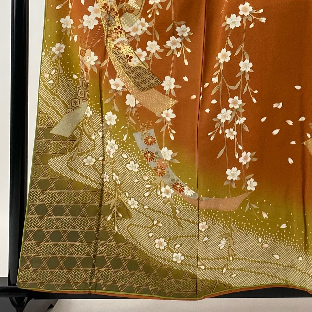 訪問着 身丈160.5cm 裄丈66cm M 袷 ふき綿仕立て やまと 短冊