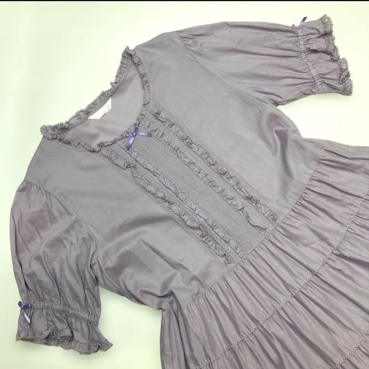 ピンクハウス パープル ピコフリル 綿ローンワンピース|2025年 春