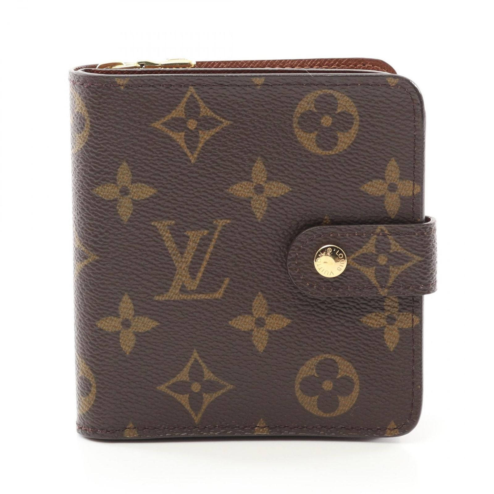 ルイ ヴィトン LOUIS VUITTON 二つ折り財布 コンパクトジップ M61667 PVCコーティングキャンバス コンパクト ジップ レディース Used A
