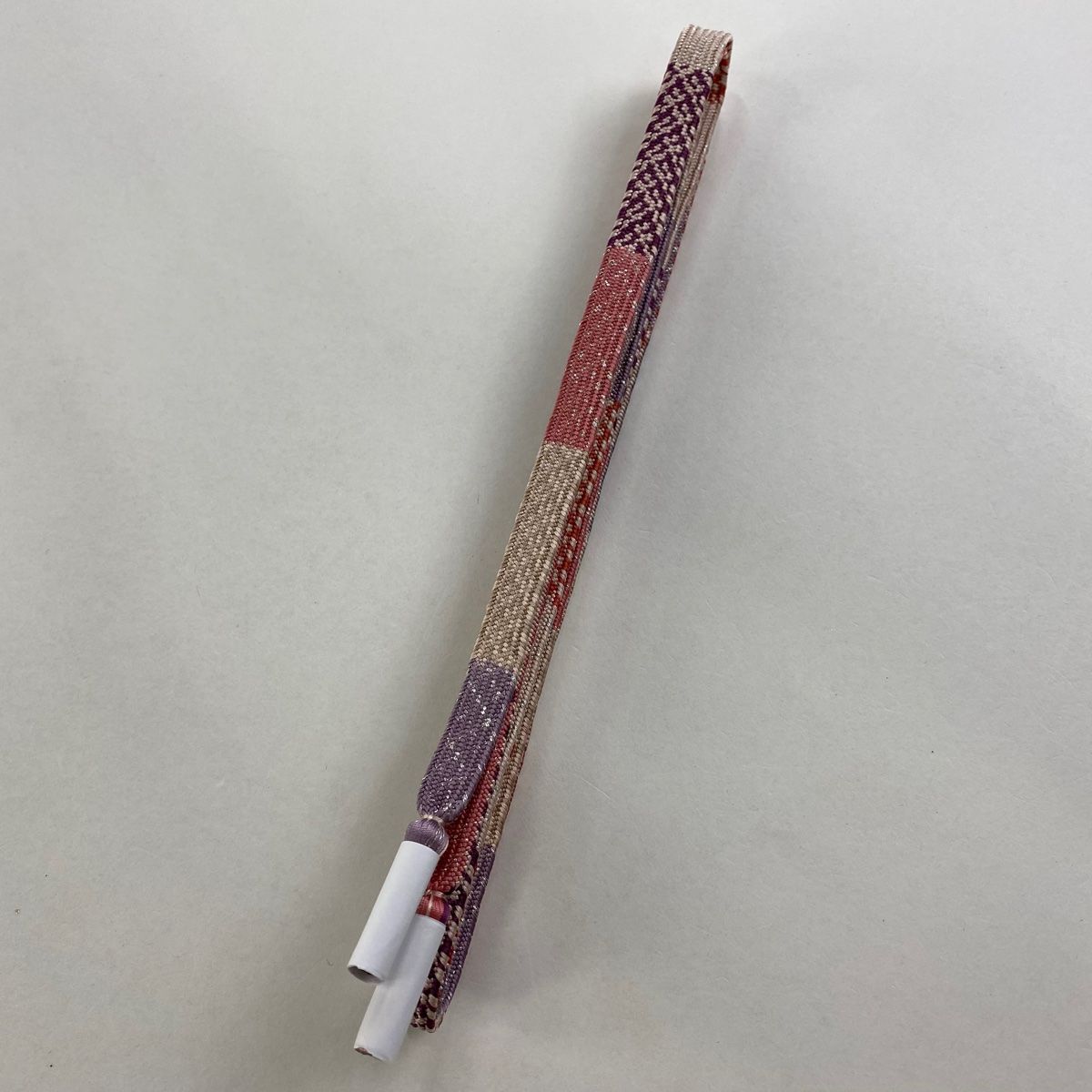 帯締め 無形文化財 有職組紐 道明 幾何学 銀糸 薄ピンク 正絹 和装小物