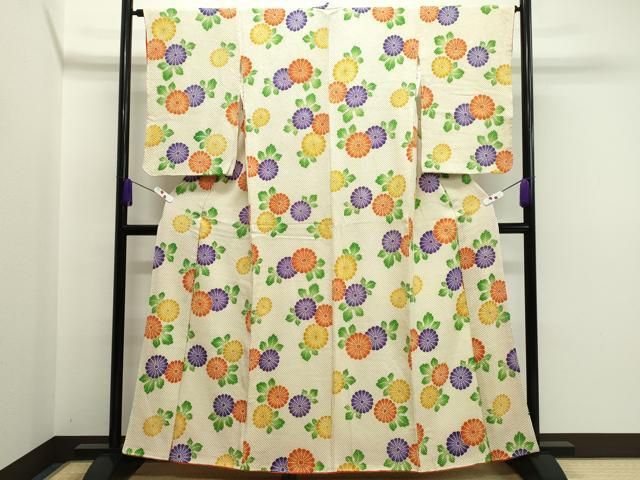 平和屋着物○名門 藤娘きぬたや・総絞り 小紋 舞菊文 正絹 逸品  