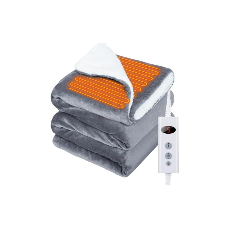 GOHHME 電気毛布 掛け敷き兼用 188×130cm 電気毛布 掛け 大きいサイズ＆10段階温度調整＆ 9つタイマー機能 フランネル ふわふわ 電気ブランケット丸洗い可 3分速暖膝掛け4h自動電源オフ ソファ ブランケット過熱保護 防寒対策 0
