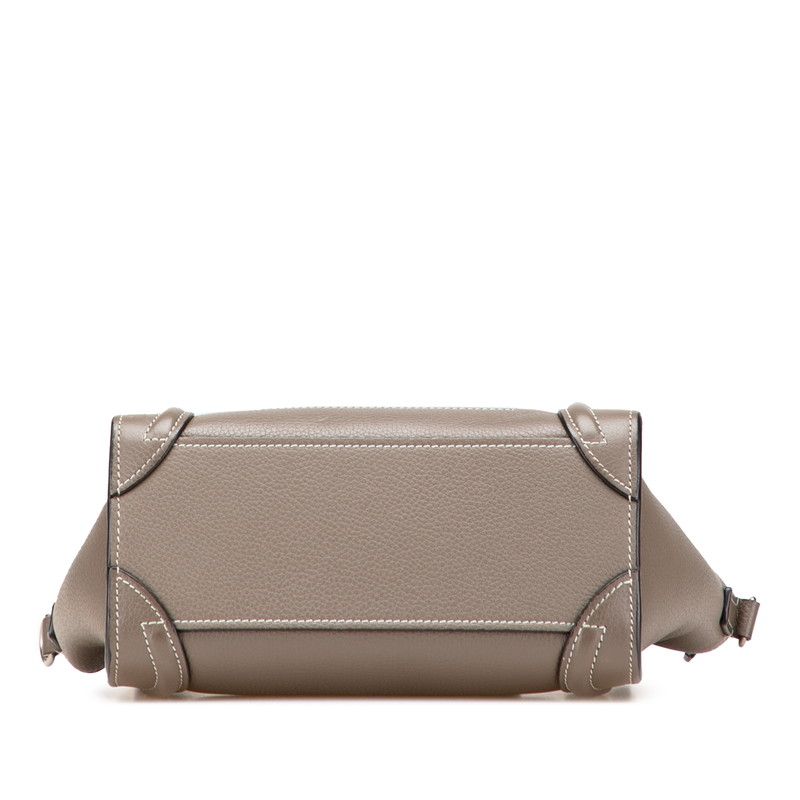 CÉLINE セリーヌ ラゲージ ナノショッパー レザー 2WAYグレージュ ラゲージ ナノショッパー ハンドバッグ レザー グレーブラウン 2WAY