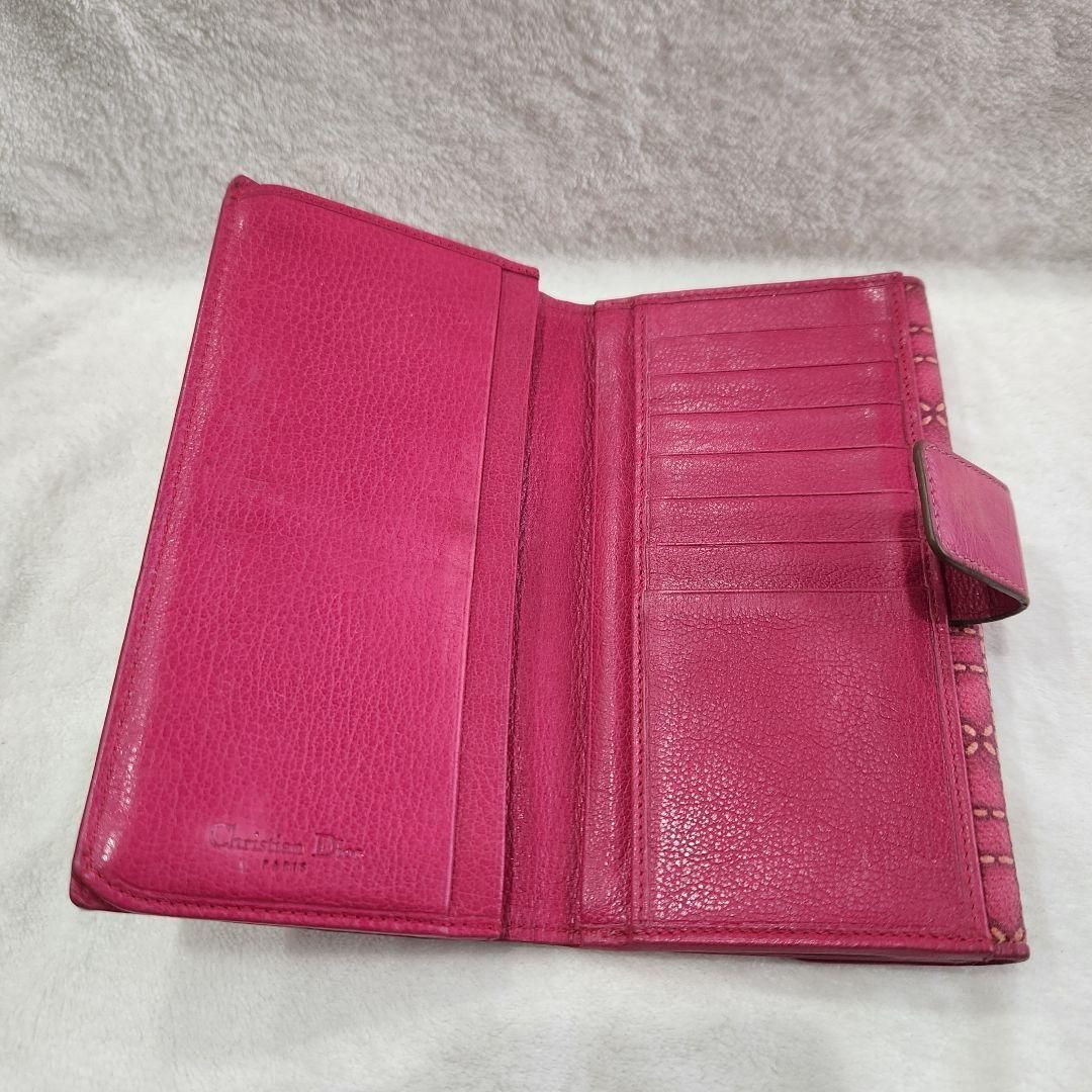 【美品】クリスチャンディオール 三つ折り財布 カナージュ ピンク CDロゴ 美品】クリスチャンディオール 三つ折り財布 カナージュ ピンク
