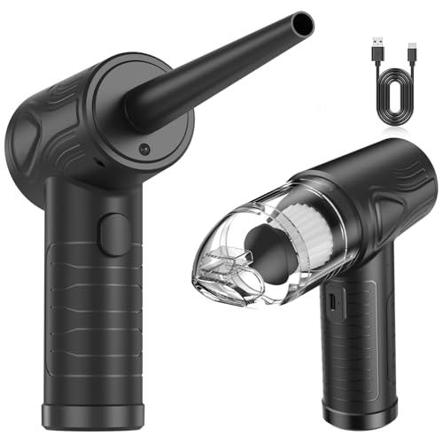 エアダスター 強力 電動エアダスター 3段階風力調整 6000mAh大容量 長時間連続使用 5種類ノズル付き LEDライト付き パソコン|キーボード|カメラ|車内|家具掃除 日本語取扱説明書mp