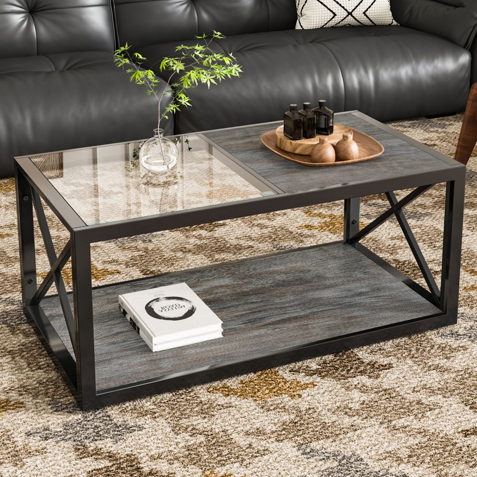 座卓 数量限定セール」強化ガラス天板 ローテーブル 長方形 リビング