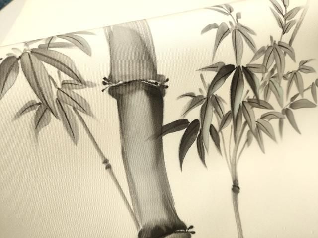 平和屋着物○銀座もとじ 塩瀬 九寸名古屋帯 手描き 笹竹文 たとう紙