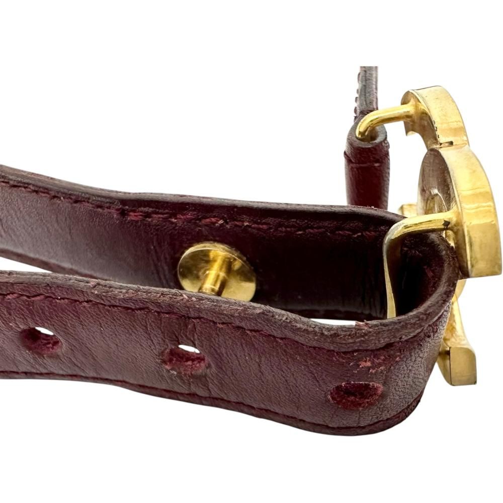 CHANEL シャネル　レザーベルト ココマーク　赤　バーガンディ　ゴールド CHANEL/シャネル】ココマーク ベルト GP/レザー ボルドー