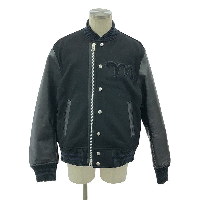 【美品】  sacai / サカイ | 2022AW | × MADSAKI / マサキ  Wool Melton Blouson / 異素材 レザー切替 ブルゾン アワードジャケット | 3 | ブラック | メンズ