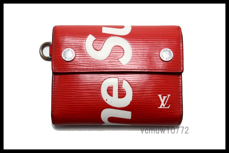 Supremeコラボ近年 美 LOUIS VUITTON エピ チェーンウォレット レザー 3つ折り財布 ルイヴィトン 1009gx27140