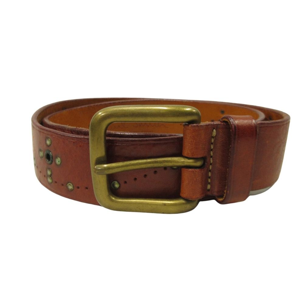 PAUL SMITH ポールスミス スタッズ ベルト バックル パンチング レザー 茶 ブラウン メンズ 古着 中古 USED