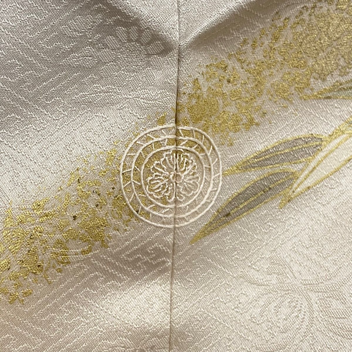 訪問着 身丈157.5cm 裄丈62.5cm S 袷 松竹梅 菊 金糸 金彩 灰色 正絹  